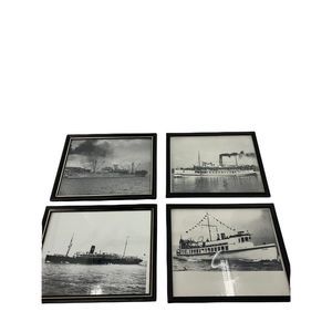 Lot of 4 Vintage Photo SS Framed 0347 Steamship Boat Nautical Joe D. Williamson